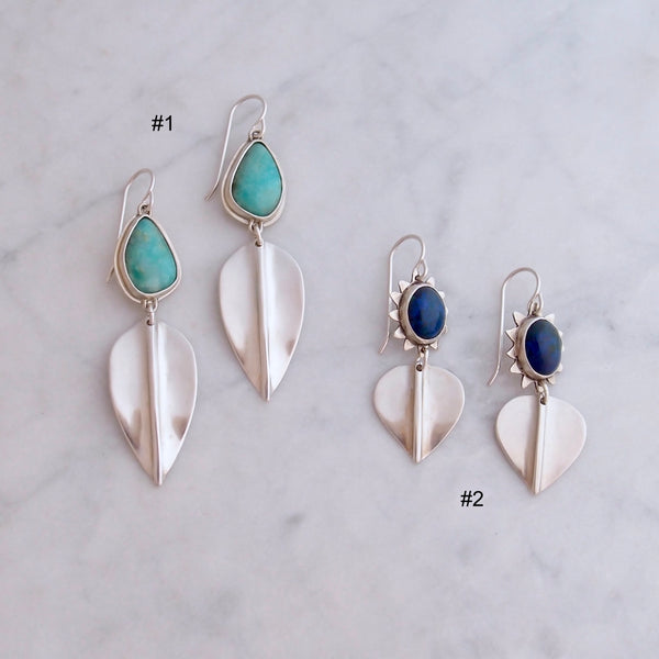 Gemstone and Leaf Earrings