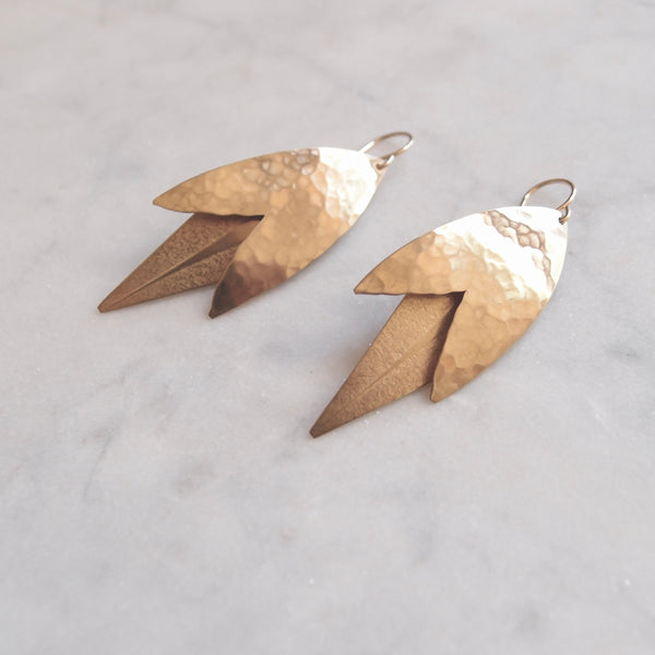 Forged Leaf Earrings - Long
