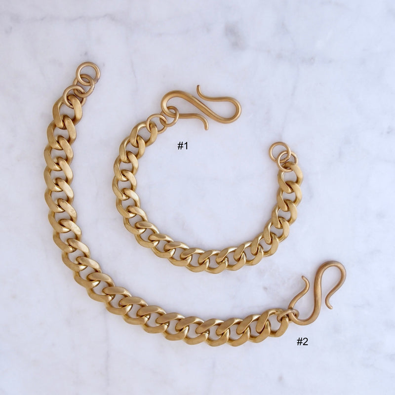 Chunky brass curb chain bracelets