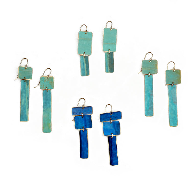 Geometric Patina Earrings - set #1