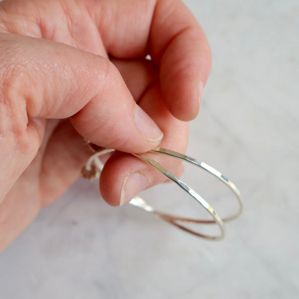 XL hammered silver hoops