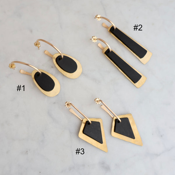 Ebony, Brass and Gold Filled Earrings