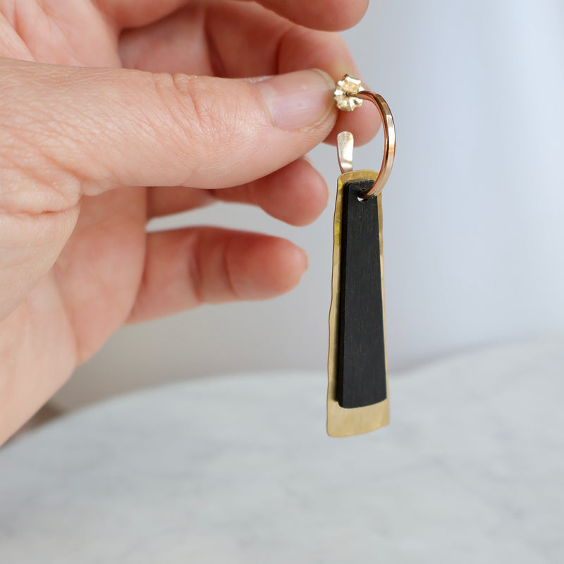 Ebony, Brass and Gold Filled Earrings