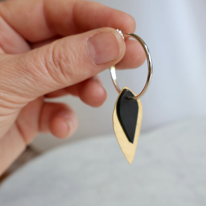 Ebony, Brass and Silver Leaf Earrings