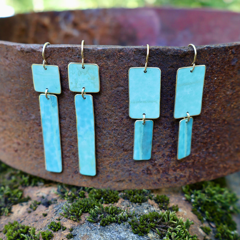 Geometric Patina Earrings - set #1