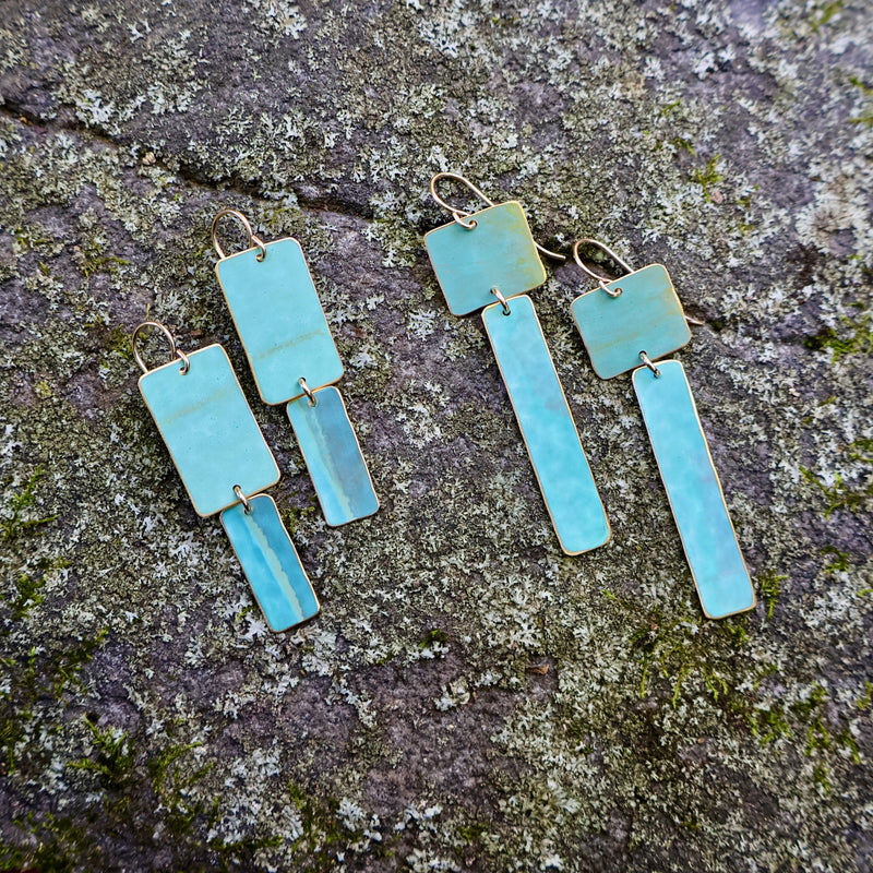 Geometric Patina Earrings - set #1