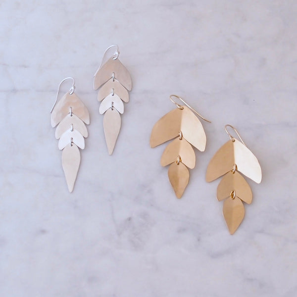Leaflet Earrings in silver and 14k gold fill