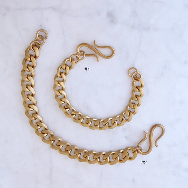 Chunky brass curb chain bracelets