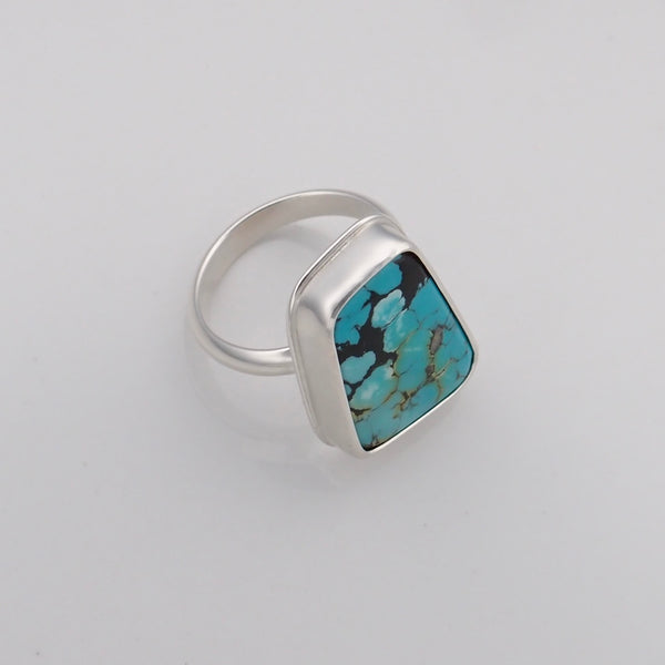 Geo Ring #1 - Hubei Turquoise - Size 7.25