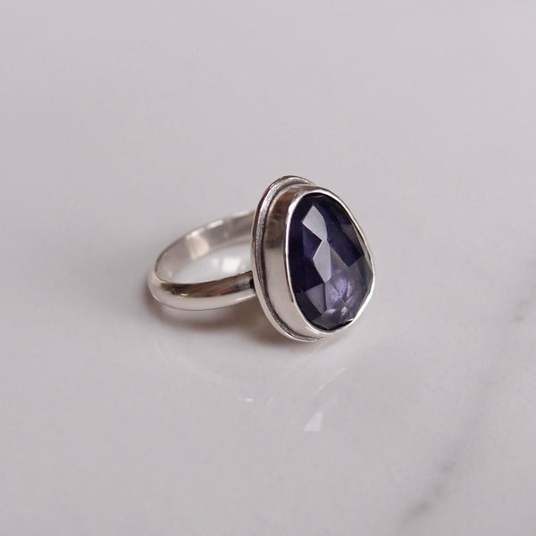 Lake Ring #33 - Faceted Iolite - Size 6.5