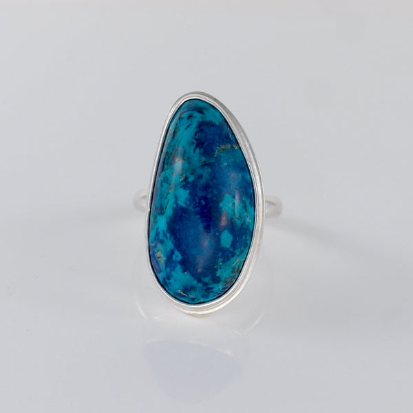 Lake Ring #21 - Bisbee Turquoise and Azurite - Size 8.5