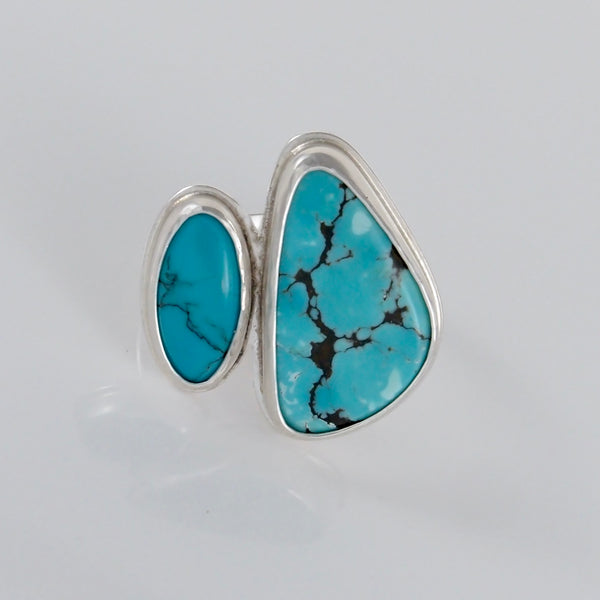 Double Lake Ring #1 - Turquoise - Size 6.75