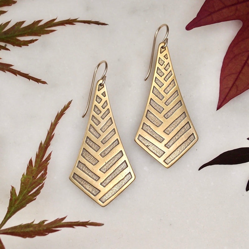 Brass Etched Earrings